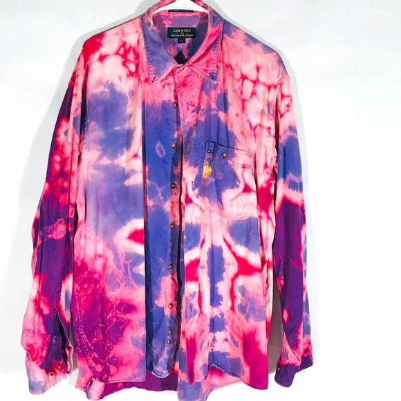 Alexander Julian Other - Alexander Julian  Colours Tie Dye Mens Blue Pink Purple SIZE Large Acid Wash